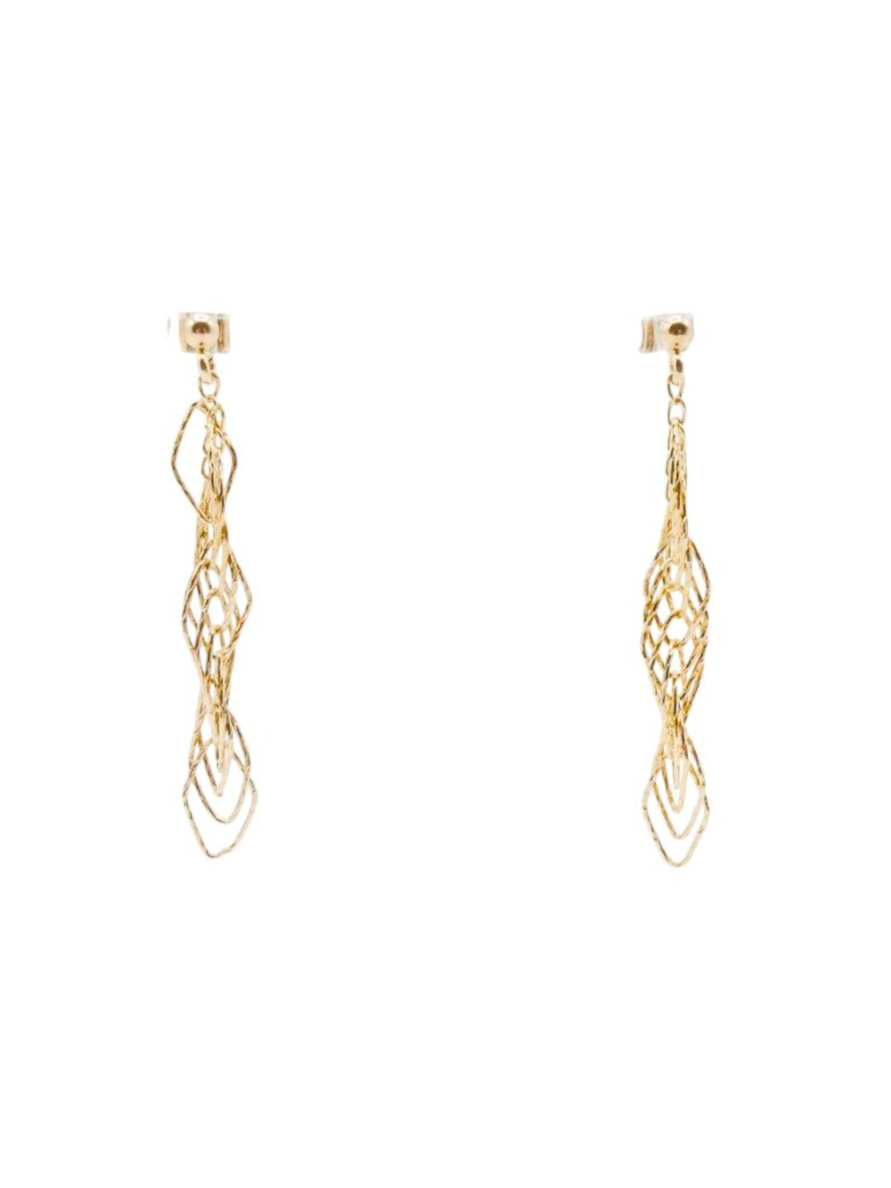 Gold Plated Silver Cascading Twist Drop Earrings 2 Inches